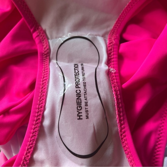 Large Pink One-Piece Bathing Suit Tummy Control Halter - Picture 5 of 6